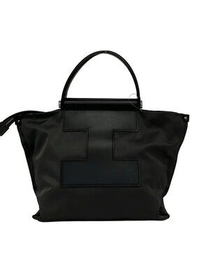 IACUCCI Khaki Black Nylon Leather Handbag